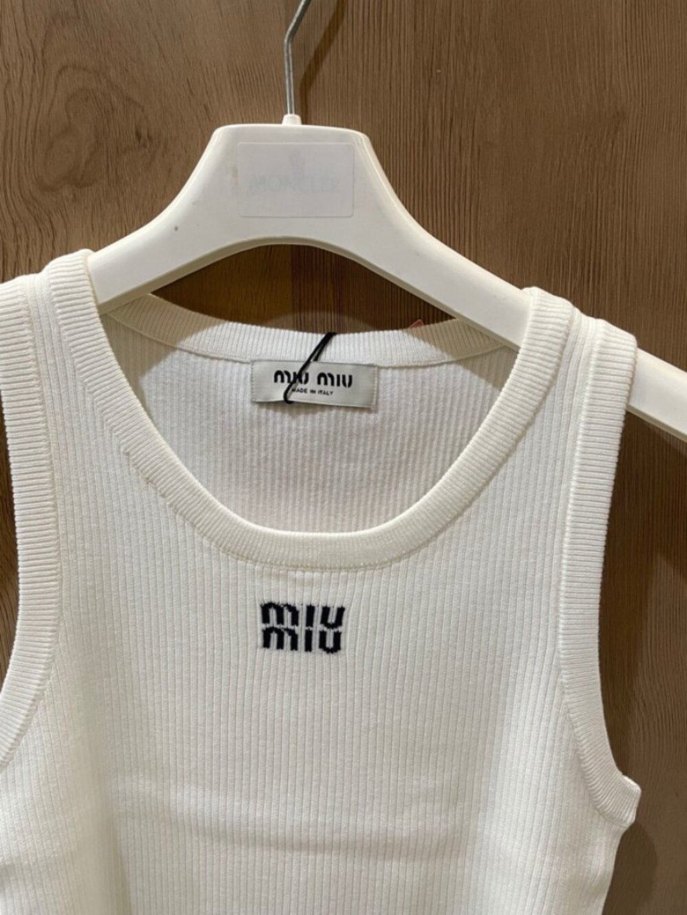Miu Miu Logo Embroidered Rib Knit White Tank Top New With Tags - Picture 8 of 12